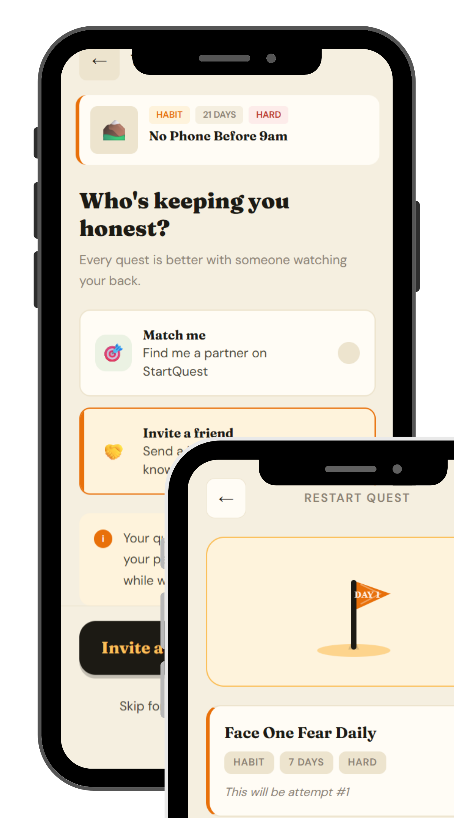 StartQuest app screens