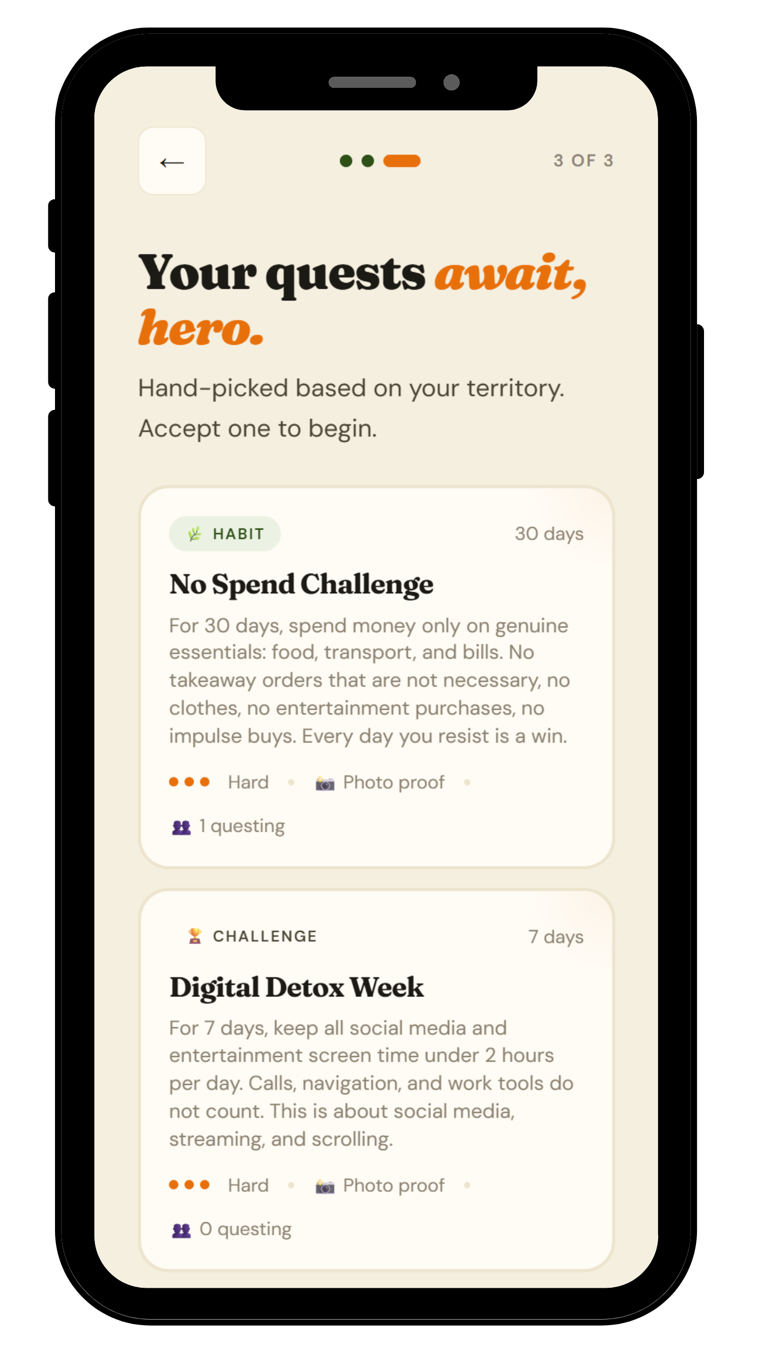 StartQuest accountability screens